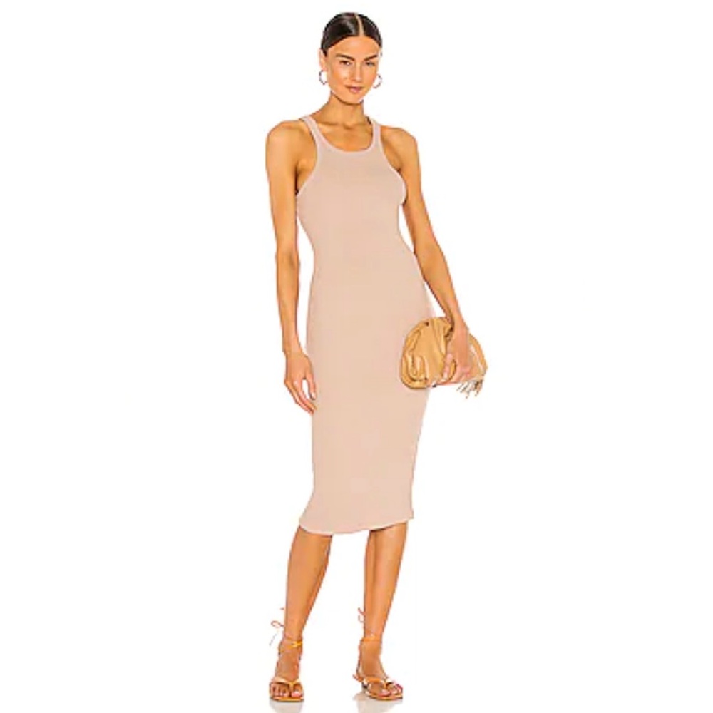 NWOT LNA Skinny Racer Midi Tank Dress in Colour  Nude size L